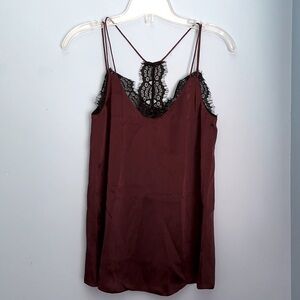 𝅺new Armani Exchange Burgundy Silk Lace Cami Top US XS